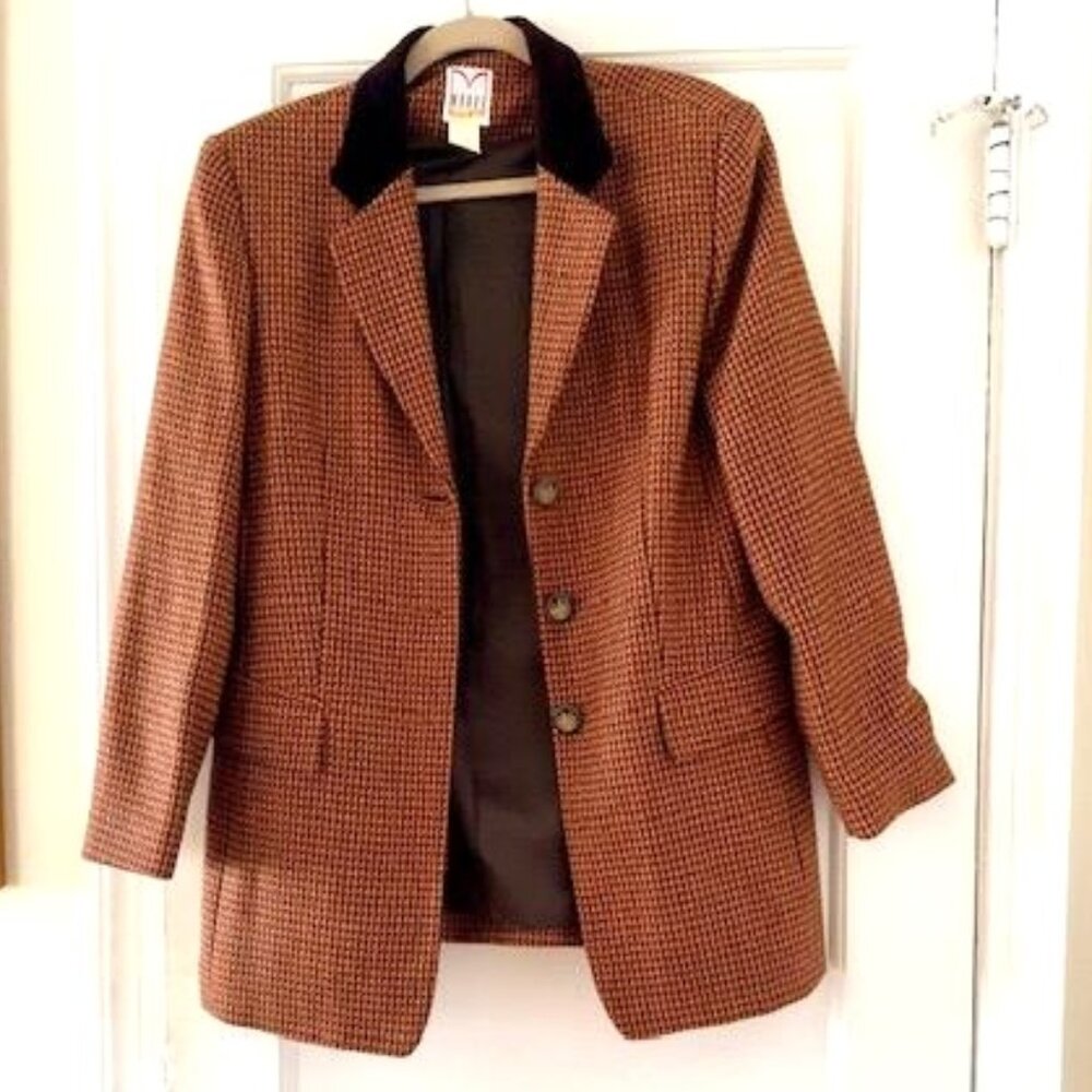 Vintage Monti Wool Tweed Checked Blazer Preppy Academia Autumn